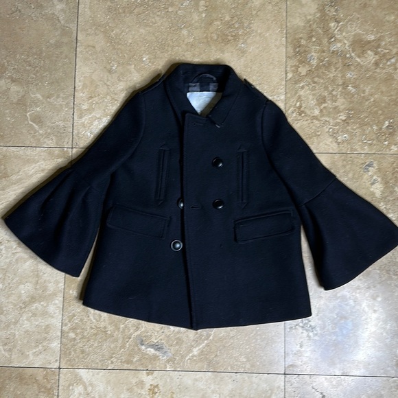 Little girls Burberry wool coat with bell sleeves